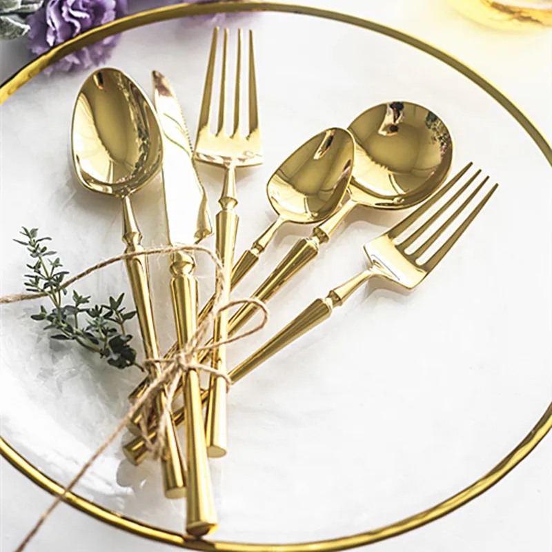 

Gold Modern Metal Cutlery Set Europe Fashion Stainless Steel Cutlery Set Wedding Decoration Faqueiro Kitchen Supplies BK50CJ