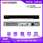 Сетевой видеорегистратор Hikvision, 16CH 1U 16 PoE 4K NVR DS-7616NI-Q216 P POE, с HDDs, H.265 +, умное воспроизведение, камеры видеонаблюдения для улицы