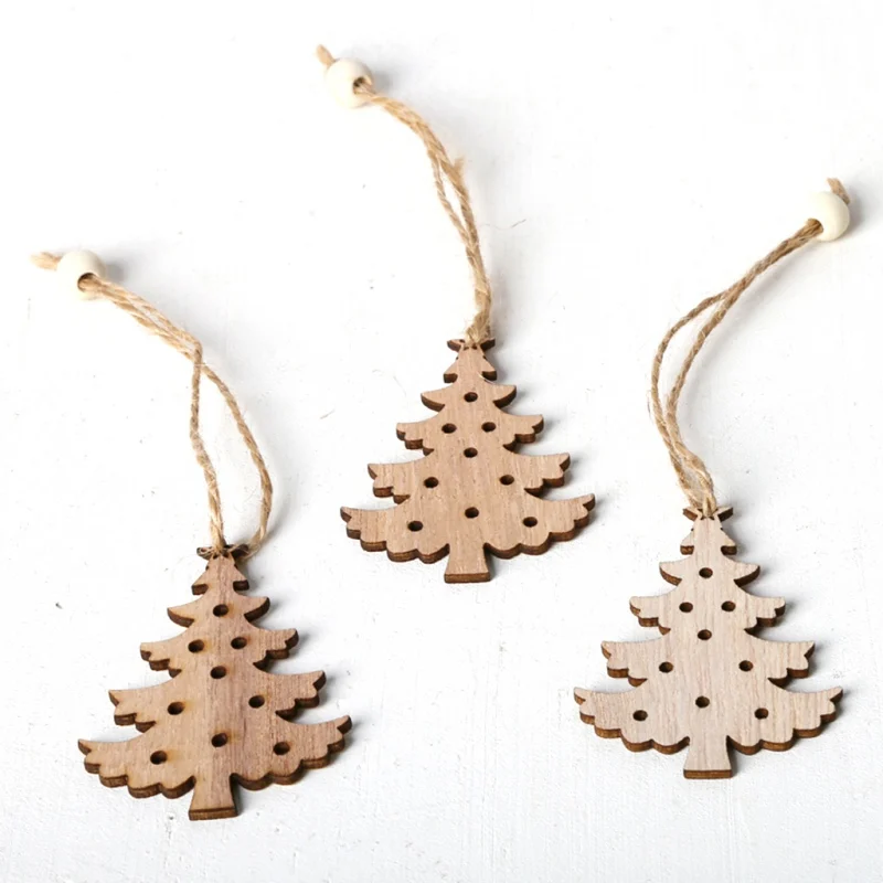 3 шт. рождественские Висячие деревянные украшения лазерная резка древесины