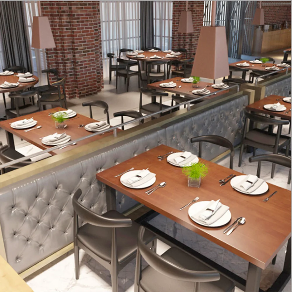 American retro solid wood dining table and chair industrial style bar cafe combination loft restaurant barbecue | Мебель