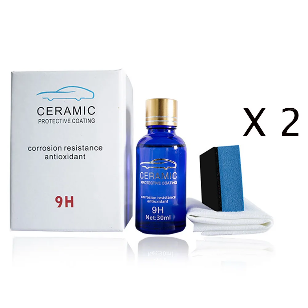 

2PCS 9H Car Oxidation Liquid Ceramic Coat Super Hydrophobic Glass Coating Set Polysiloxane and Nano materials Care Multicolor H9