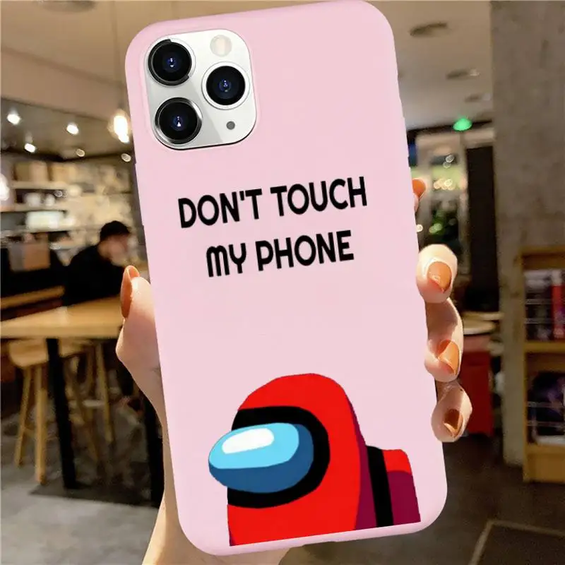 

Hot game among us Phone Case Pink Candy Color for iPhone 6 7 8 11 12 s mini pro X XS XR MAX Plus