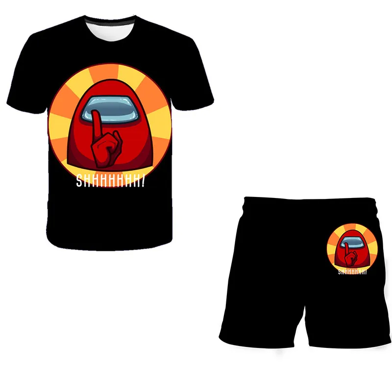 

2021summer Kid's Suits Toddler Girls Sets Top+shorts 2pcs Sets Sports Suit Among Us Children Clothing Sets Boys Clothes