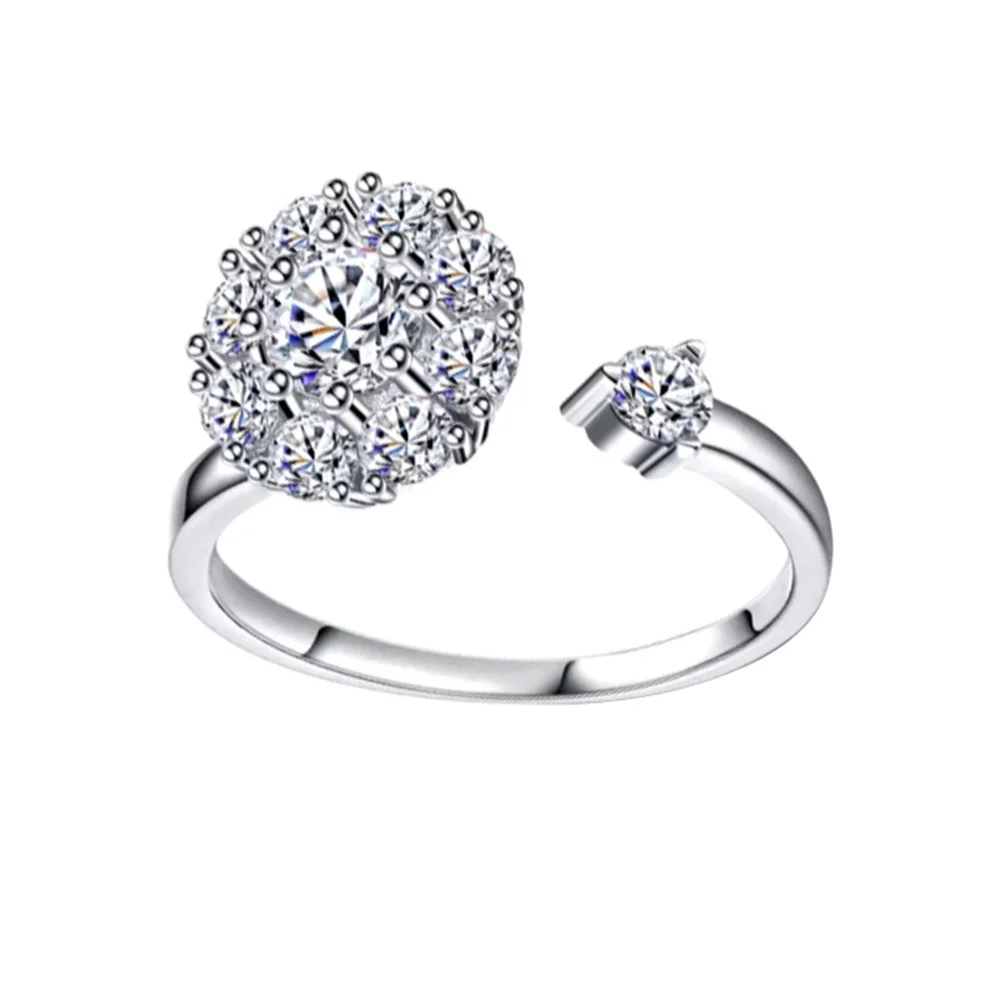 Женская мода стразы инкрустированное вращающееся Открытое кольцо на палец