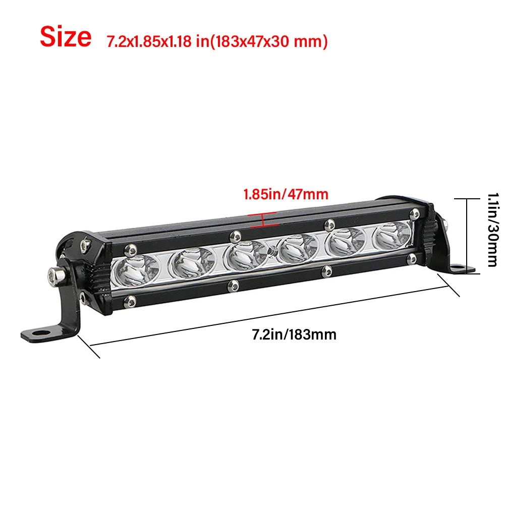

1Pc LED off road light bar 7'' 18W Spot LED Light Work Bar Lamp IP67 Waterproof Portable Spot Lights for SUV 4WD Car Boat Truck