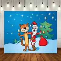 photo studio props photography backdrop cartoon santa claus and tiger vinyl background kids birthday party decoration