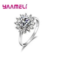 new arrival 925 sterling silver fine jewelry classic cubic zircon cz flower shape ring for women wedding free shipping