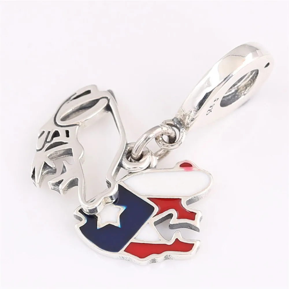 Женский кулон из серебра 100% пробы с красной/белой/синей эмалью|Ювелирные шармы| |