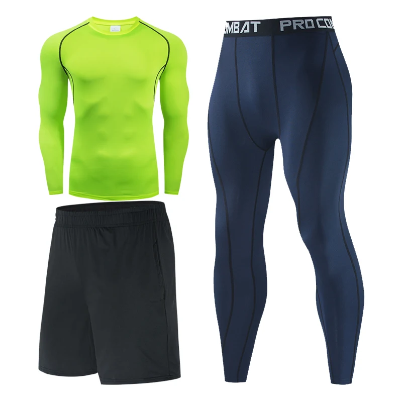 

2021 Men's Running Sets Quick-drying Breathable Stretch four seasonsGym Compression men Jogging Fitness training Sports Suits