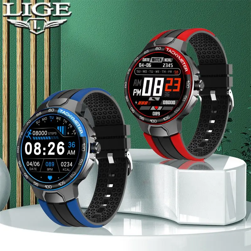 

LIGE 2021 New Smart Watch Men's sports watch Heart rate Blood pressure Monitoring sleep reminder IP68 waterproof Android and IOS