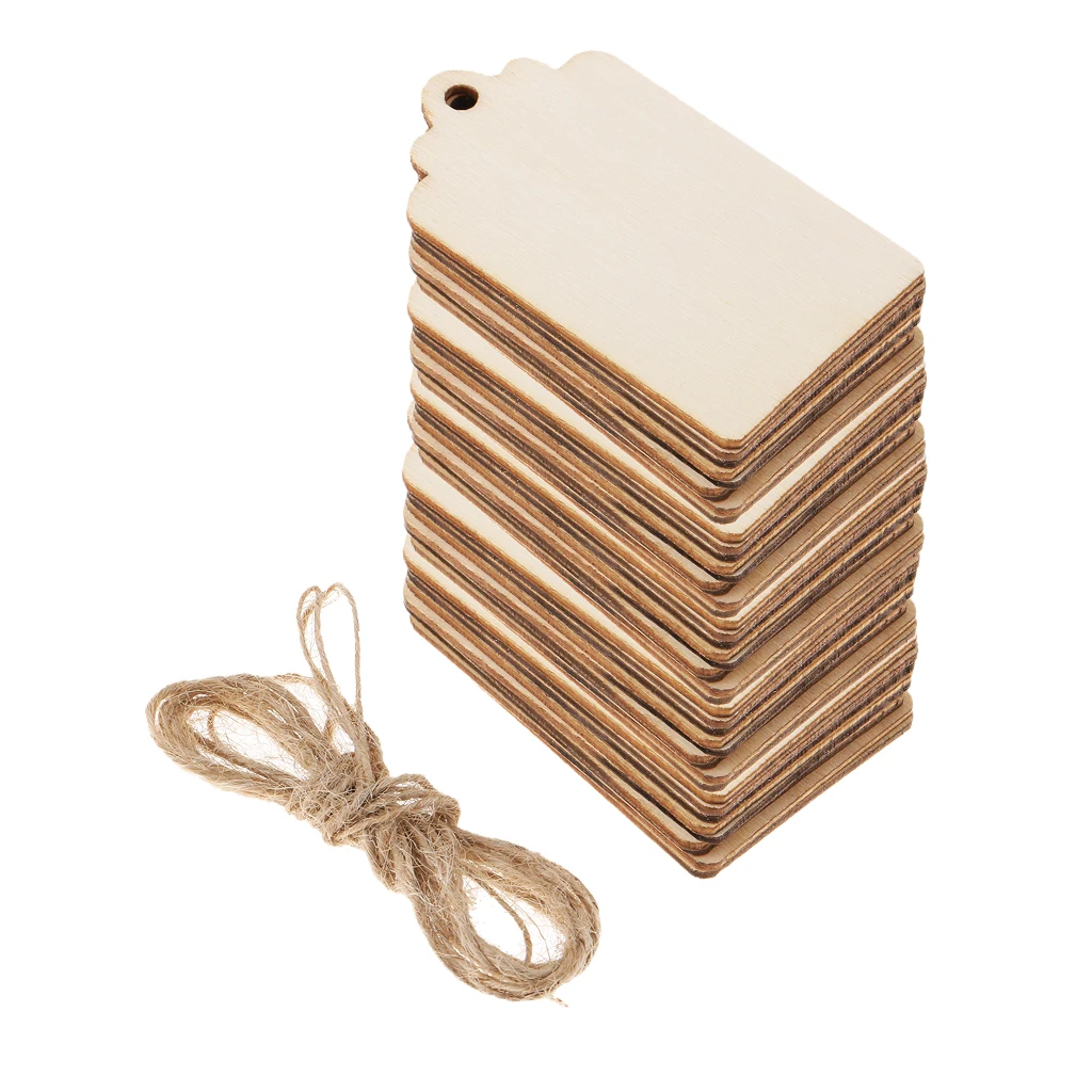 

50x Natural Wooden Christmas Wish Tree Pendant Gift Tags Label Message Board