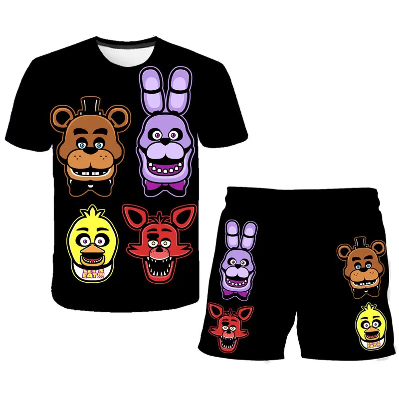 FNAF/костюмы с 3d принтом комплекты для маленьких девочек топ + шорты из 2 предметов