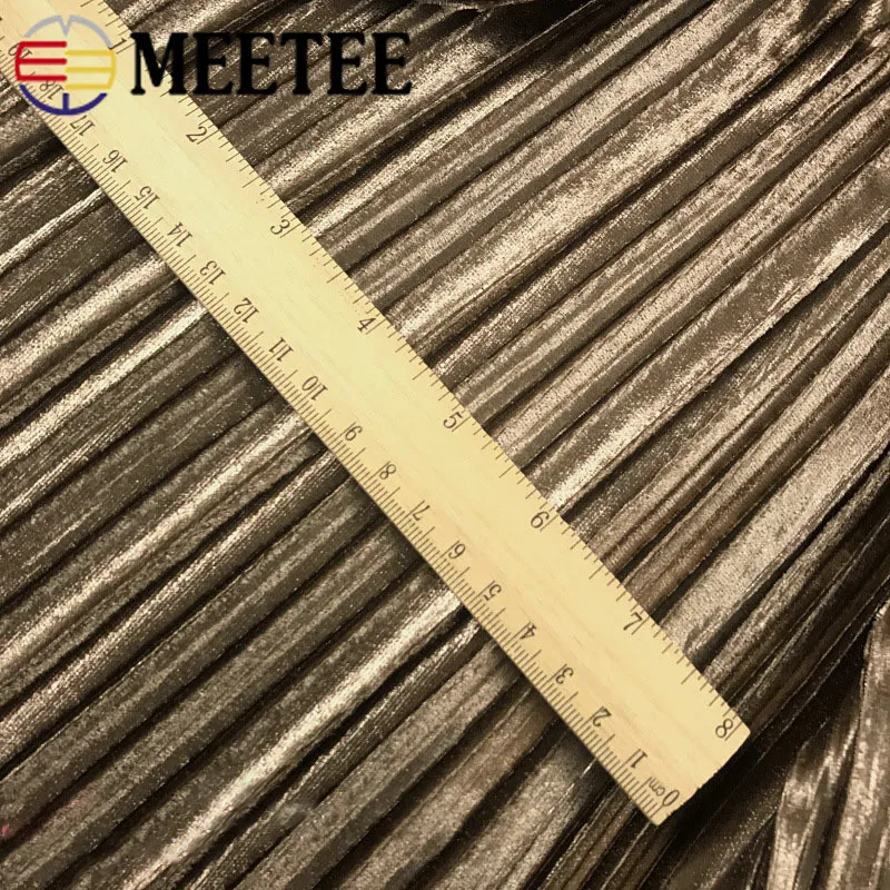 Однотонная плиссированная ткань Meetee 50/100 см X 150 Золотая Бархатная для зимней