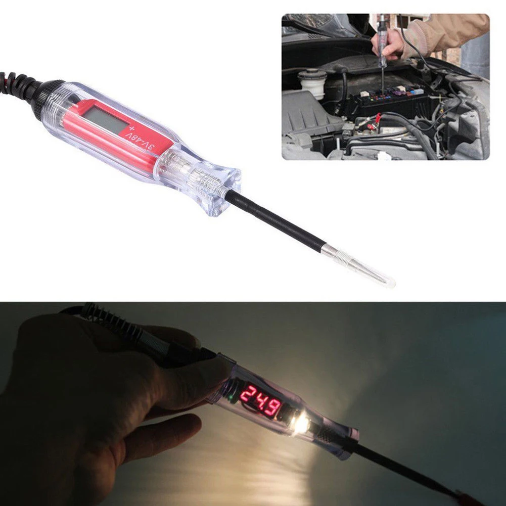 

3V-48V Stainless Steel Portable Accessories Tool Ergonomic For Boat Car Digital LCD Display Easy Read Electrical Test Pen