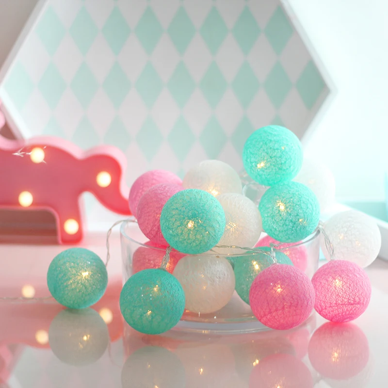 

Cotton Ball Light Street Garland Led Chain String Outdoor Lamp USB Battery Plug Bedroom Wedding Birthday Gift Party Decorations
