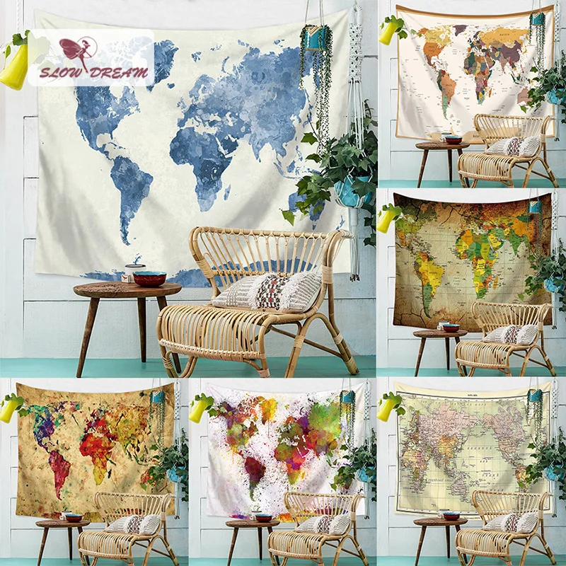 Sowdream карта мира декоративный гобелен кровать счет толстые фланелевые одеяло на