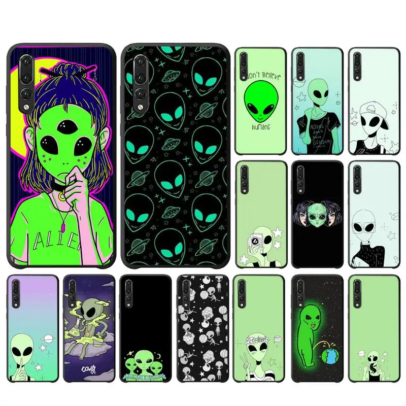 

Cute Cartoon alien space Phone Case For Huawei Y6 2018 Y7prime2019 funda Case for Y8p Y9 2019 Capa