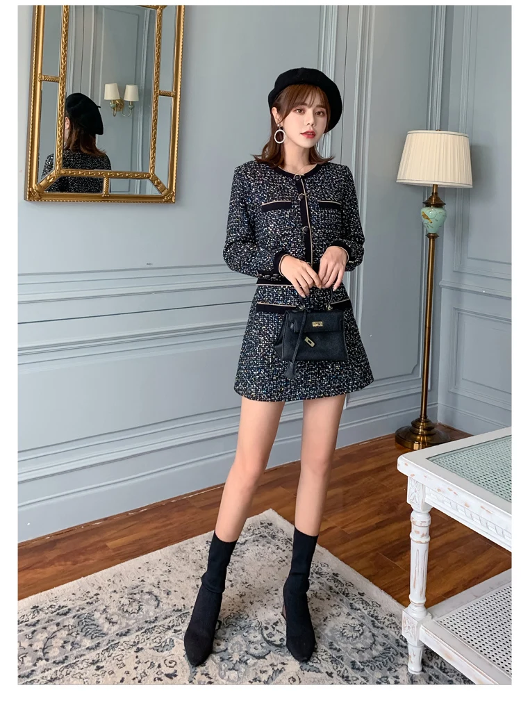 Женский костюм из двух предметов модельный клетчатый пиджак с длинным рукавом и