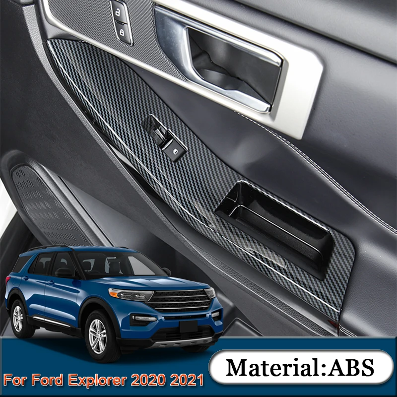 For Ford Explorer 2020 2021 Car Styling Car Interior Door Window Lift Switch Panel Cover Trim Sequins Auto Stickers Accessories