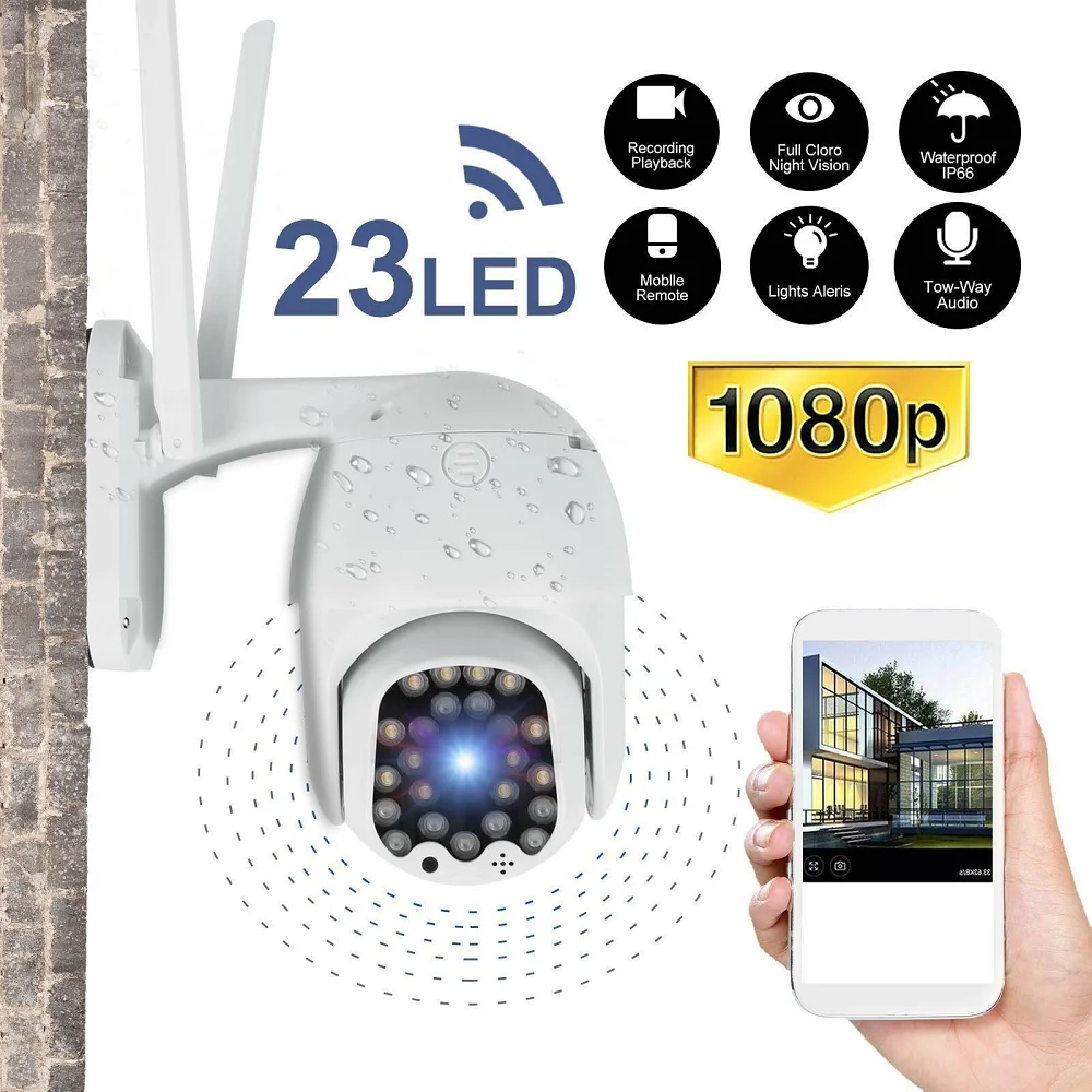 

IP-камера наружная беспроводная с поддержкой Wi-Fi, 1080P, 23 светодиодный