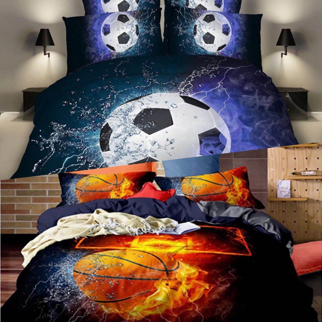 

2021 Hot Style 2 or 3pcs Balls Printing Soft Duvet Cover Sets 1 Quilt Cover + 1/2 Pillowcases Single Twin Full Queen King