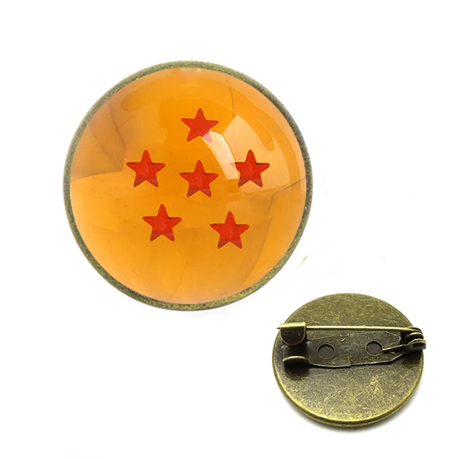 219 Новинка Dragon Ball Z Броши со звездами манжета серебряная стеклянная галстук