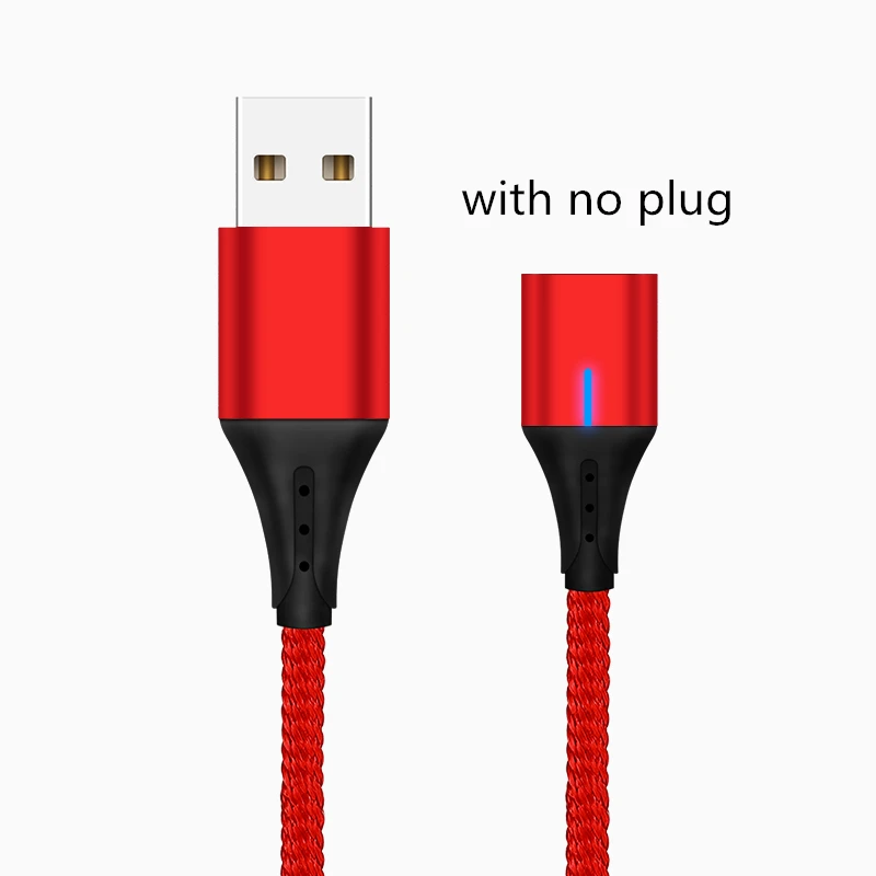 Red No Plug Магнитный кабель 3A Micro usb type C кабель передачи данных для быстрой зарядки для iPhone XS MAX XR 8 7 Plus SAMSUNG S10+ S9 для XIAOMI Mi9 MIX3 2S - Цвет: Red No Plug