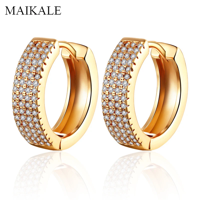 Женские серьги с инкрустированным цирконием MAIKALE классические сережки в