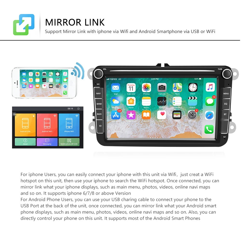 Автомагнитола AMPrime мультимедийный плеер на Android с DVD GPS Wi-Fi камерой заднего вида