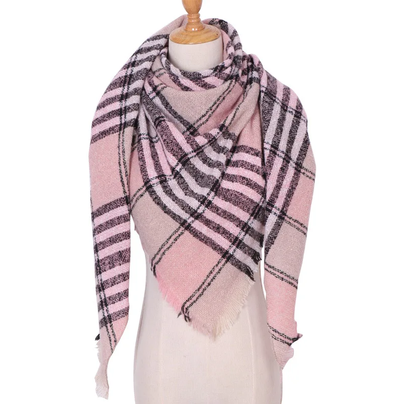 2019 knitted women scarf plaid warm cashmere scarves shawls luxury brand bandana pashmina lady wrap knit blanket neck striped |