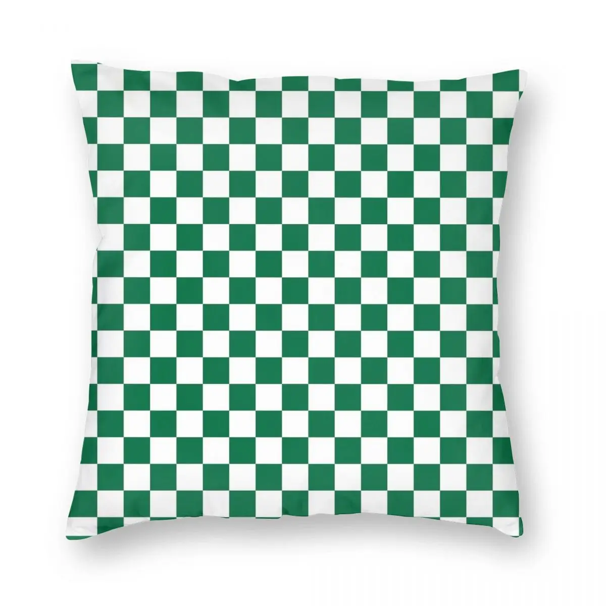 

White And Cadmium Green Checkerboard Pillowcase Polyester Linen Velvet Printed Zip Decorative Pillow Case Car Cushion Cover