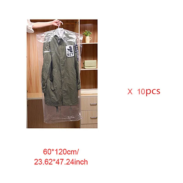 10pcs(60 x 120cm) 10 шт./компл. висячий Органайзер пыленепроницаемый прозрачный хранения пластиковые сумки для одежды крышка одежда платье протектор Аксессуары - Цвет: 10pcs(60 x 120cm)