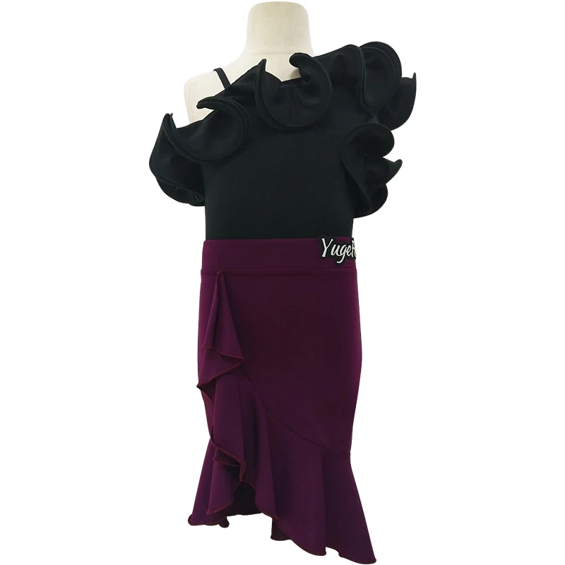 

2020 New Latin Dance Dress Girls Professional Split Costumes Cha Cha Rumba Samba Dancing Competition Stage Dancewear Children
