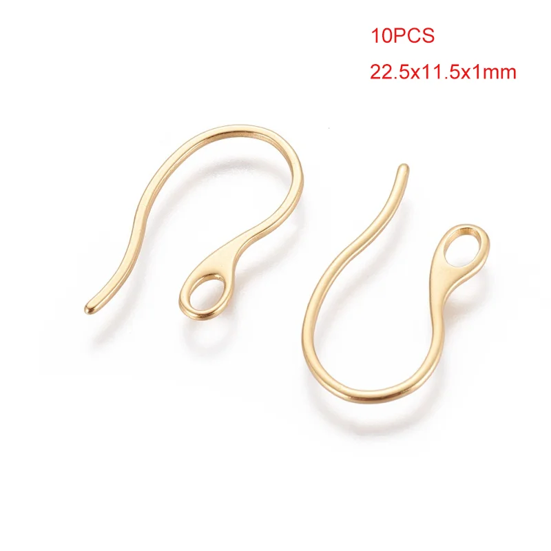 

10PCS 22.5x11.5x1mm 304 Stainless Steel Earring Hooks with Loop Golden Hole: 2x3.5mm
