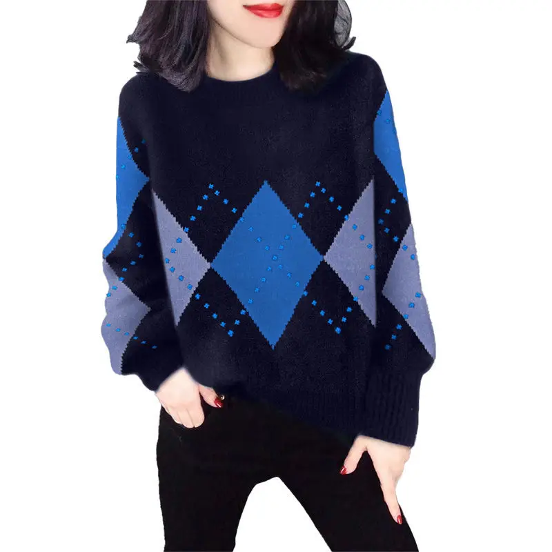 

Retro casual round neck pullover thick bottomed sweater 2020 winter women's new