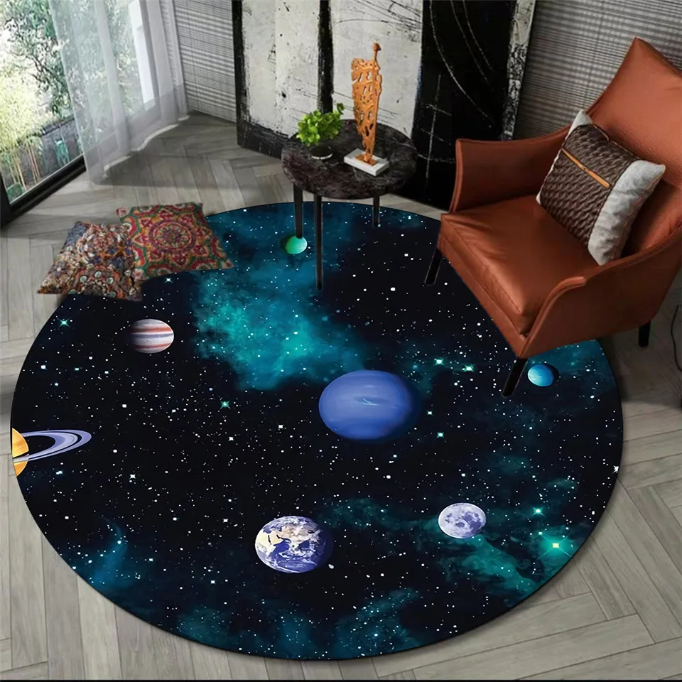 

Blue Planet Round Carpet Home Children Mat Living Room Decoration Kitchen Rug Entrance Door Mat Decoration 3D Simple Carpet