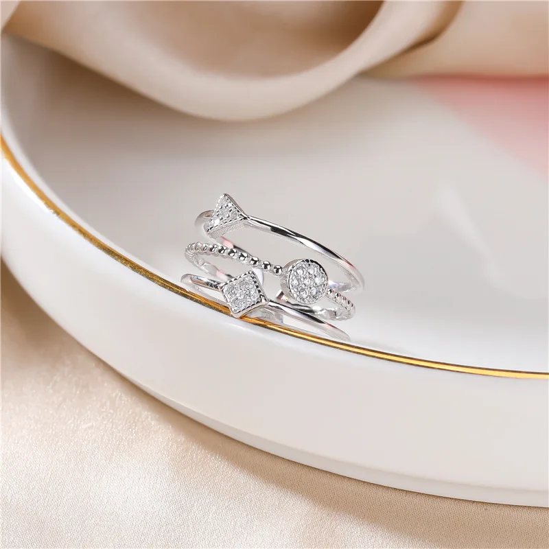 

2 шт./лот "подделку налагается штраф" 925 Стерлинговое Серебро Циркон в форме сердца в виде геометрических фигур костюм из трех Слои женский от...