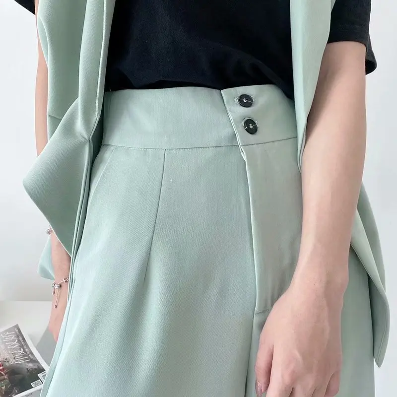 

TMODA401 Za Women 2021 Fashion Office Wear Side Pockets Green Pants Vintage High Waist Zipper Fly Female Ankle Trousers Mujer