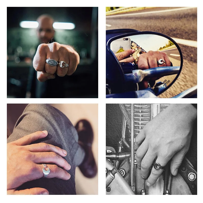 Кольцо в стиле панк готика из нержавеющей стали черный ключ Открытое кольцо для