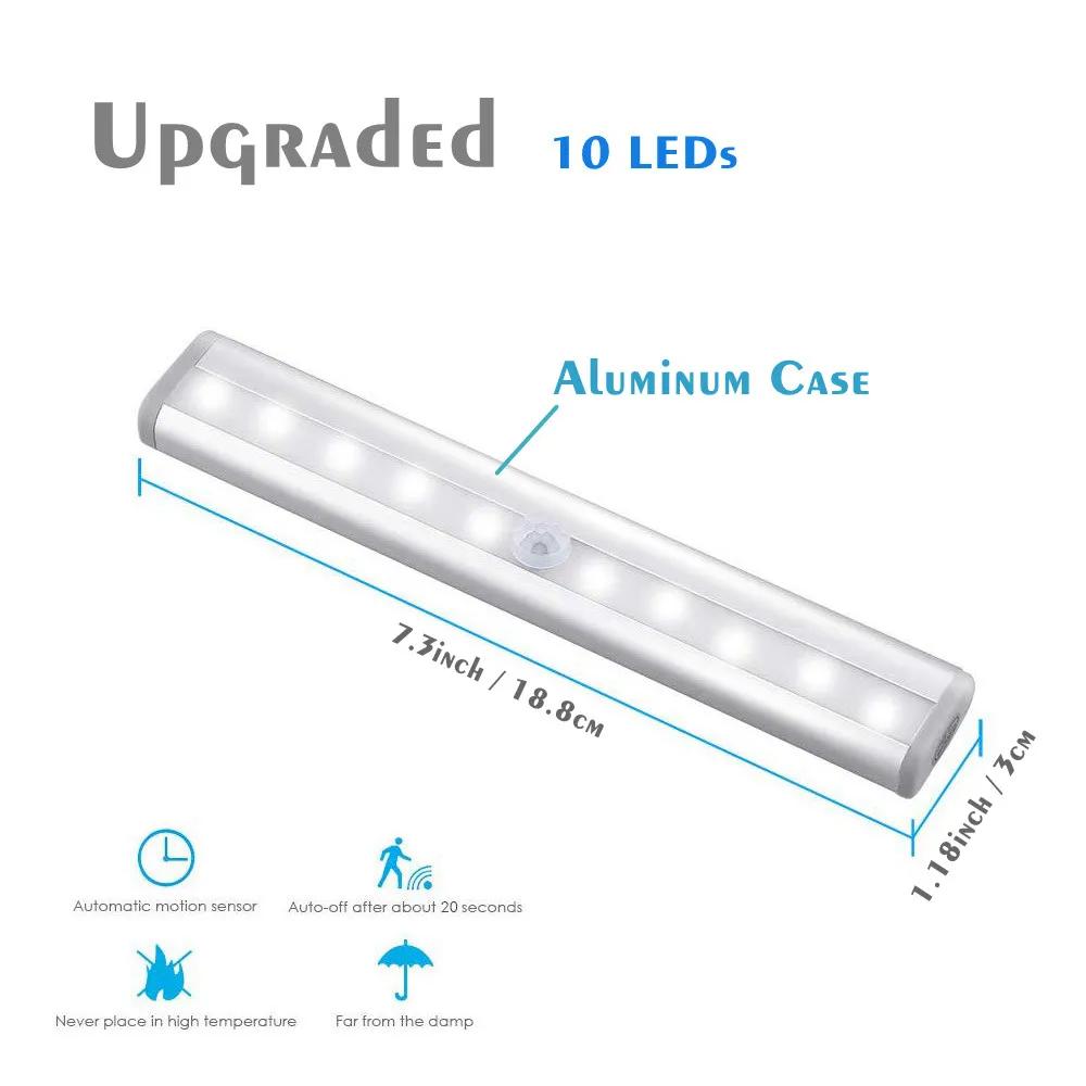 Светодиодный светильник с датчиком движения 10 светодиодный аккумулятором