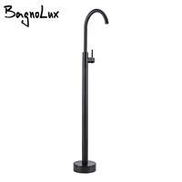 free standing bathtub mixer tap single holder dual control cold and hot chrome and black brass bathroom faucet