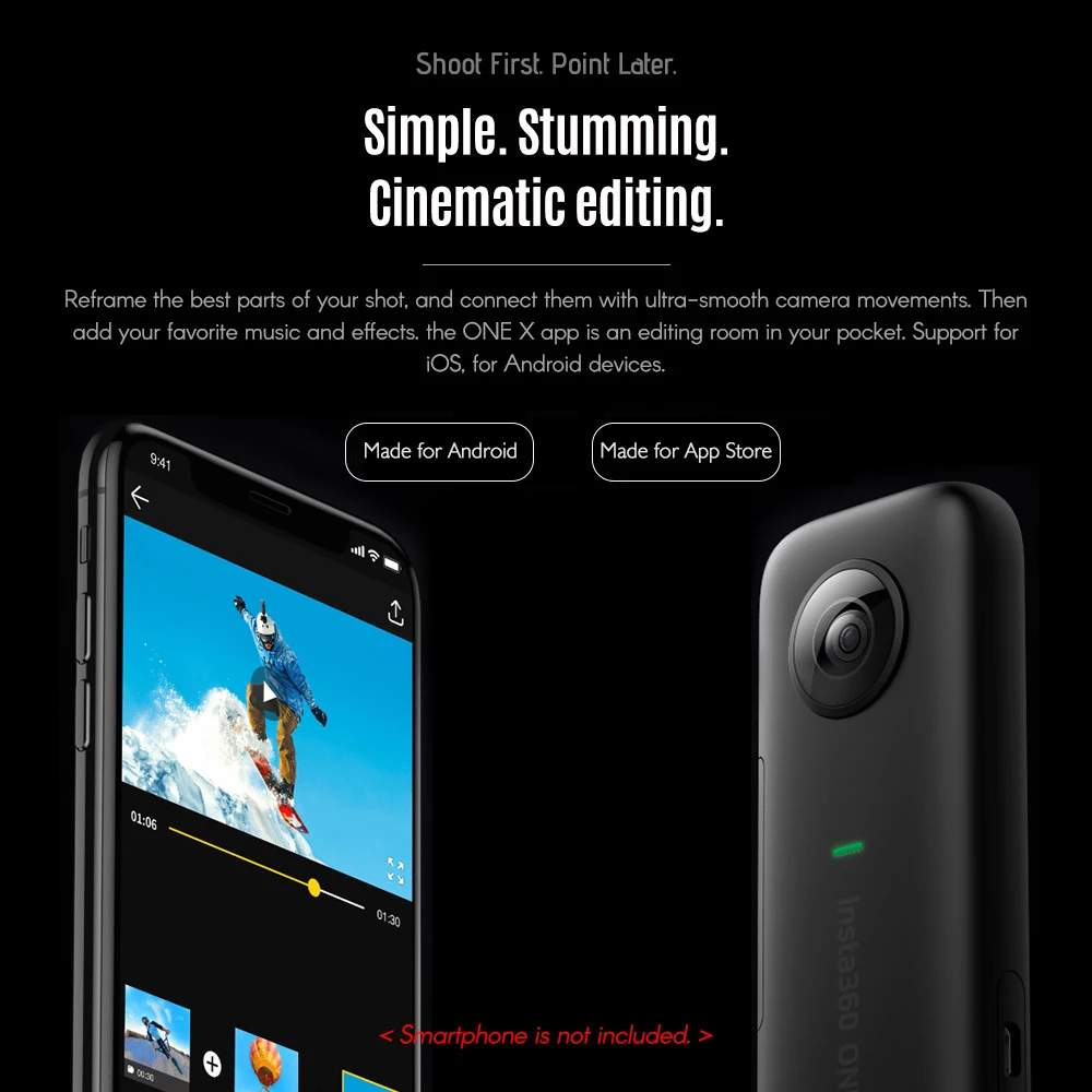 Insta360 ONE X 5,7 K 18MP состояние потока стабилизации панорамная экшн Камера фото 6-осевым гироскопом приложение редактирования прямые трансляции