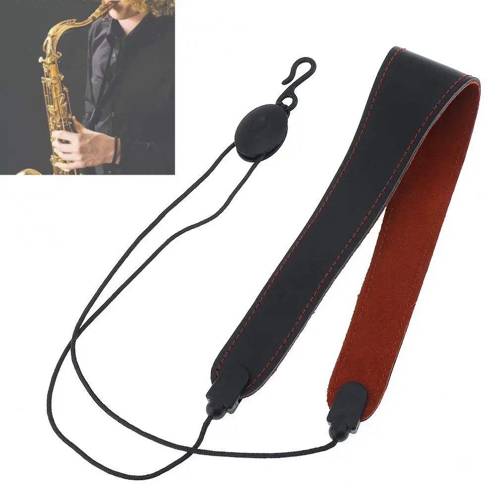 

Adjustable Genuine Leather Saxophone Clarinet Neck Strap 4CM Single Shoulder Strap for Sax Clarinet Woodwind Instruments