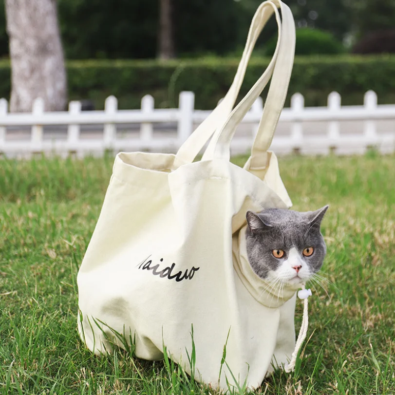 

Переносная сумка-переноска для кошек, мягкая Холщовая Сумка для кошек, дышащая легкая сумка-переноска для кошек, маленьких собак, йоркширск...