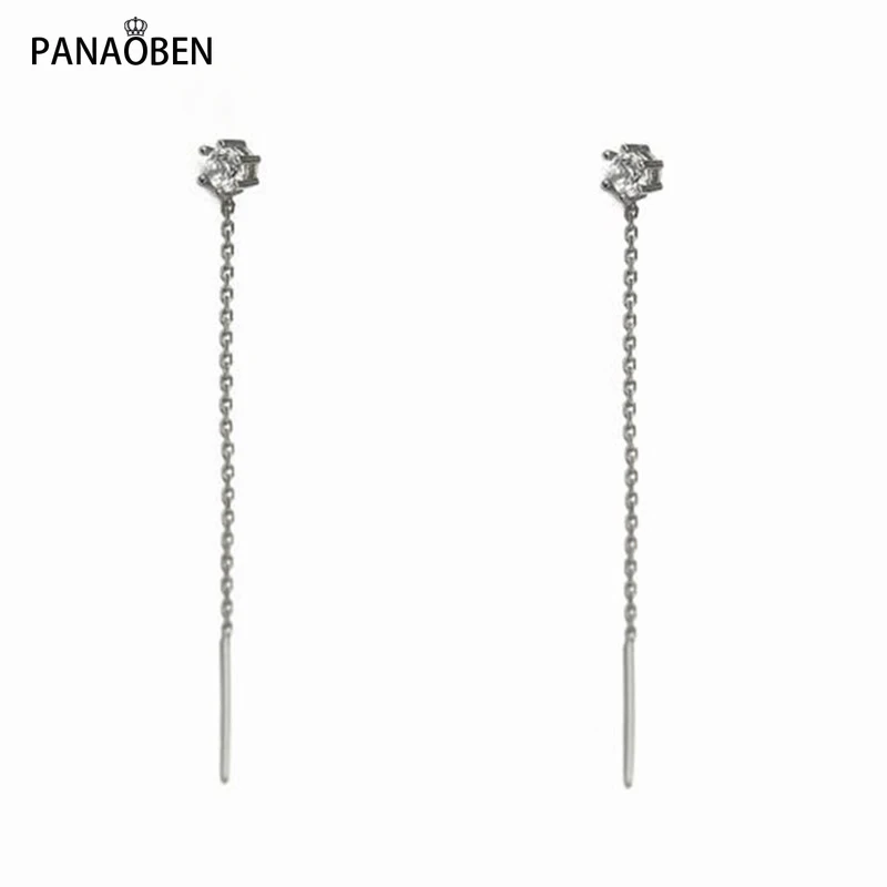 Простые корейские серьги PANAOBEN из стерлингового серебра 925 пробы с длинной
