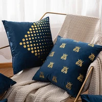 navy cushion cover 45x45cm bee letter gold bronzing velvet pillow case home decorative cushions for sofa bedroom throw pillows
