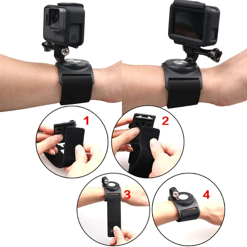 360 градусов вращение ручной ремешок на запястье для GoPro Hero 8/7/6/5/4 Go pro ручной держатель с креплением на ремешок для ног для спортивной экшн-камеры Xiaomi yi 4k SJ4000