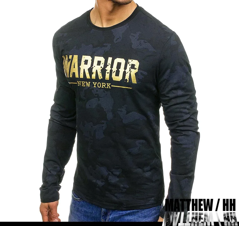 

Men's casual T-shirt Male Round Neck Long Sleeve Top Mens campus fashion pattern top L028