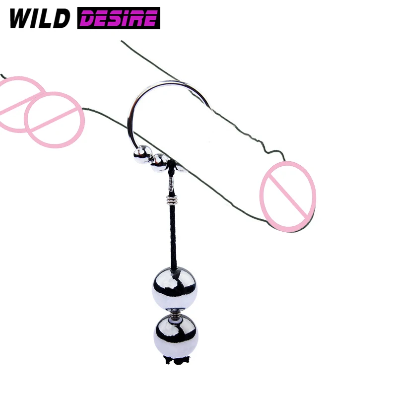 Новое поступление металлическое кольцо для члена с тренировочными шариками