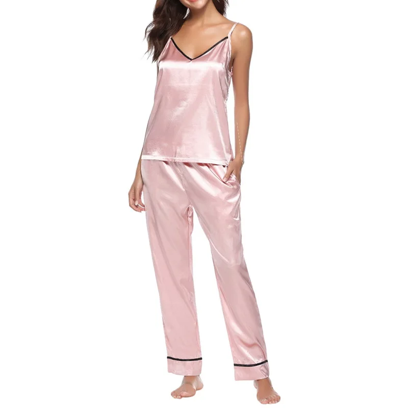 

Conjunto de Pijama de seda de para mujer, ropa de dormir Sexy de de talla grande, de manga corta, para verano